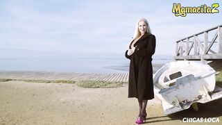 CHICASLOCA - Georgie Lyall Large Titties British Playgirl Screws Fortunate Man at the Beach