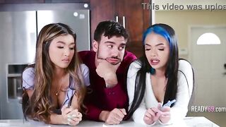 2 Sexy Oriental Gals Get Freeused By American Stepbro