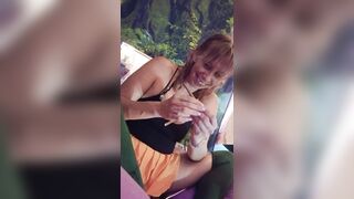 Teasing ally and John's online rolling a blunt topless