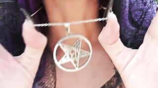 Gothic Witch Wanders the Cemetery, Performs Ebony Magic Rituals, and Makes U to Worship Her and Satan.