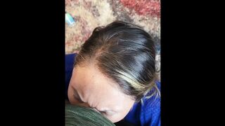 That babe rides a sextoy then sticks his ramrod in her throat until this chab cums