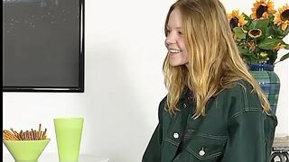 Teen golden-haired doing casting