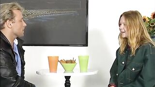 Teen golden-haired doing casting