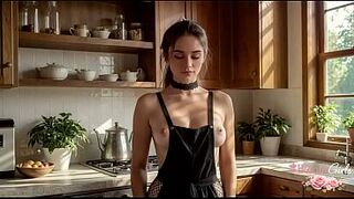 My eighteen-year-old maid likes it when I screw her cute, constricted cunt with my large dong and cum inside her![AI]