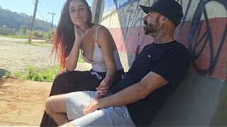 Masturbating to a redhead outdoors!