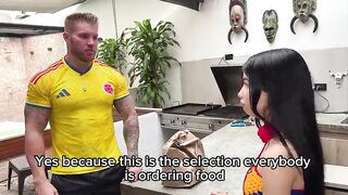 Coarse Anal-Lewd delivery gal ends up with her butt torn to shreds and trickling with cum from a French man's giant wang.