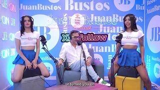 Squirter Camila & Andrea, the kinkiest Latin babe step-sisters, cum hard with the bang machine on full force at JuanBustosPodcast!