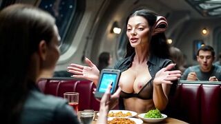 The Dinner Staring The Large Eyed Woman (AI Generated)