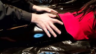 Bang My Constricted Twat in Ripped Leather Wetlook Leggings