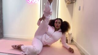 21yo constricted black cutie tries indoor yoga for the 1st time