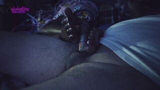 We were just watching tv just me and my step brother and then this chab started banging my feet til this guy came all over 'em