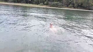 Hawt Granny Swims Exposed in a Lake!