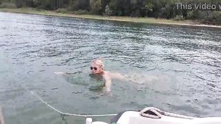 Hawt Granny Swims Exposed in a Lake!