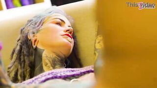 Inked Gal Gets Hard Anal, ATM in Three-some