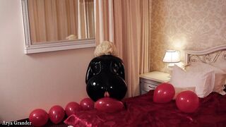 Latex rubber Looner mother I'd like to fuck masturbate with pierced snatch and air balloons