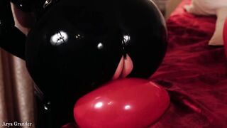 Latex rubber Looner mother I'd like to fuck masturbate with pierced snatch and air balloons
