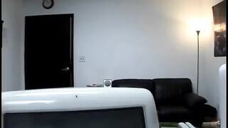 Cute brunette hair gets jizz flow after riding shlong