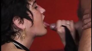 Aged brunette hair sucks dong of blond boy previous to riding him