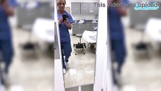 Nurse Gets Lustful, Shows Melons & Fingers Moist Vagina Live at Work