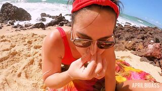 Lewd Beach Walk Turns Into Outdoor Sex and Facial