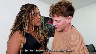 A glamorous black boss bangs her mediocre employee with her moist vagina to train him a alluring lesson
