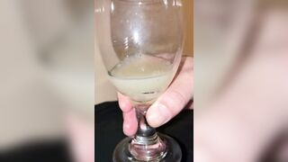 Treating my own cum loads like a good wine (slow motion)