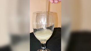 Treating my own cum loads like a good wine (slow motion)