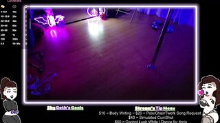Raver cutie Ebony light livestream: poldancesing, bodywrighting, sex tool oral, and cum play highlights