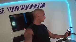 Cuckold spouse sharing his bitch wife with one of his allies in a motel. Giving a kiss, ass fucking, oral sex.