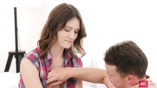 Enchanting teenage chick licked and screwed
