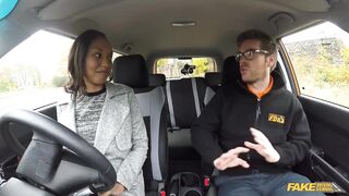 Fake Driving School- Charming Ebony Sade Fails Her Test in a Car with Ryan & Rides Him Cowgirl Style with Creampie Finish