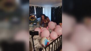 Sexually excited mother I'd like to fuck Taking Off Her Mini Costume and Teases With Pants and Shows Her Teats (Balloon Fetish)