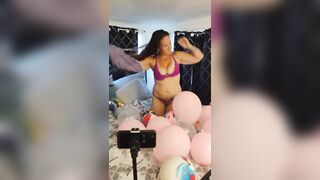 Sexually excited mother I'd like to fuck Taking Off Her Mini Costume and Teases With Pants and Shows Her Teats (Balloon Fetish)