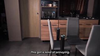 Hot brunette hair stepsister gets screwed by her athletic stepbrother thinking it's VR