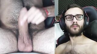 Look at these eyes! Homosexual Argentinian masturbating and ejaculating a biggest load, unshaved amateur