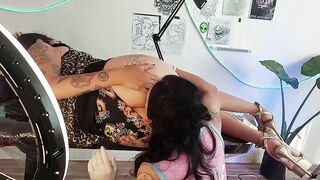 Immoral tattoo artist licks his clients' snatches