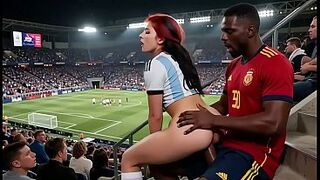 WOW Hawt! (( " SPAIN screw ARGENTINA " )) Last World Cup... in Public! Who wins? Answer in the comments! "Interracial"(IA)