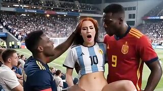 WOW Hawt! (( " SPAIN screw ARGENTINA " )) Last World Cup... in Public! Who wins? Answer in the comments! "Interracial"(IA)