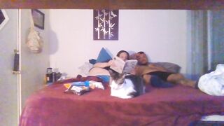 Pair smokin' and cuddling