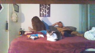 Pair smokin' and cuddling