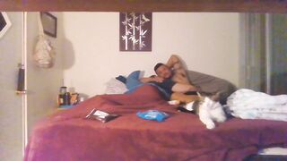 Pair smokin' and cuddling