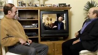 A marvelous golden-haired with a pretty round butt gets a rod throat