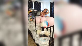 Jerking Off To My Step Mamma Whilst This babe Smokes Cigarettes and Pops Balloons In Her Brassiere and Pants