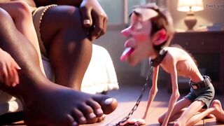 Pliant Chap Grovels and Licks His Taskmaster Wife's Feet