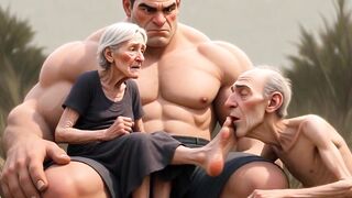 Pathetic Cuckold Licks His Wife's Toes Whilst That babe's in Bull's Arms - Foot Worship Humiliation