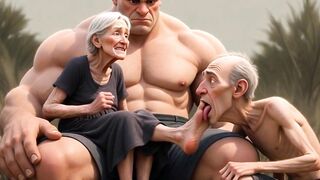 Pathetic Cuckold Licks His Wife's Toes Whilst That babe's in Bull's Arms - Foot Worship Humiliation