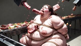 Abased big beautiful woman Serf Bound and Stuffing Her Stomach Unfathomable