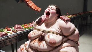 Abased big beautiful woman Serf Bound and Stuffing Her Stomach Unfathomable