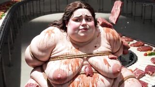 Abased big beautiful woman Serf Bound and Stuffing Her Stomach Unfathomable