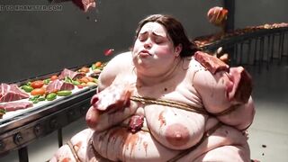Abased big beautiful woman Serf Bound and Stuffing Her Stomach Unfathomable